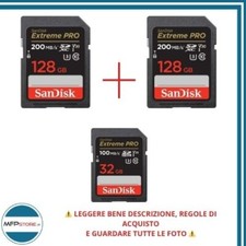 Set 2x SanDisk 128GB + 1x 32GB Extreme PRO SD UHS-I V30 - SIGILLATE, NO SCATOLA