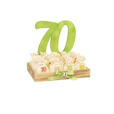 Bomboniera 70 anni compleanno sacchettini portaconfetti numero 70 e cesto