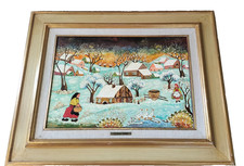 Siliana Lenzi - Paesaggio Invernale - Quadro Naif  Tecnica Mista su tela