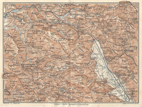 Carta geografica antica - , monti