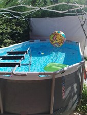 Bestway Power Steel 56620 427 x 250cm Ovale Piscina Fuori Terra - Grigia