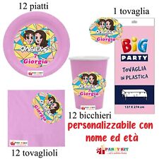 Kit 37 Pz DINSIEME Addobbi Festa Piatti Bicchieri Tovaglia Personalizzato