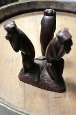 SCIMMIETTE SAGGE NON VEDO-NON SENTO-NON PARLO LEGNO -WISE MONKEYS WOODEN