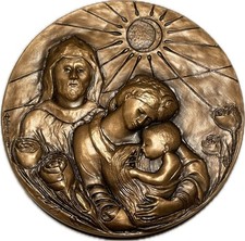 Medaglia Natività Luigi Oldani bronzo patinato 70mm P/A cofanetto e certificato