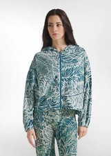 Felpa Deha donna fiammata maglia con zip e cappuccio stampata casual moda
