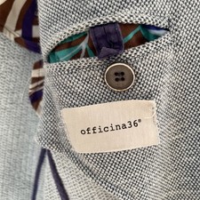 Officina36 giacca da uomo slim taglia 50 M celeste con toppe gomiti