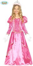 Costume Principessa del Regno Rosa Carnevale Bambina Vestito Bella Addormentata