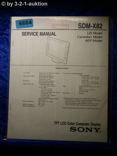 Sony service manual sdm - manual, x82