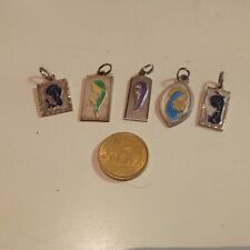 mini lotto 5 ciondoli Madonnina metallo colore argento vintage
