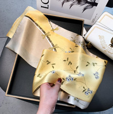 Sciarpa 100% seta di gelso 150X15CM donna lunga doppia faccia stampata sciarpa CHA43