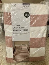 Set letto Superking nuovo consegna gratuita M&S cotone lino - copripiumino e 2 federe