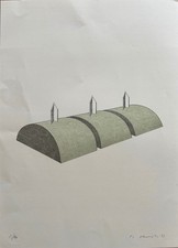 Mauro Staccioli litografia "struttura verde" 62x46 firmata numerata 1973