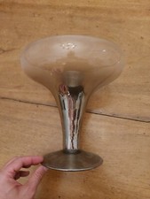 VINTAGE CALICE VASO MURANO VETRO SOFFIATO ARTISTICO Argentato 25 CM Diametro 