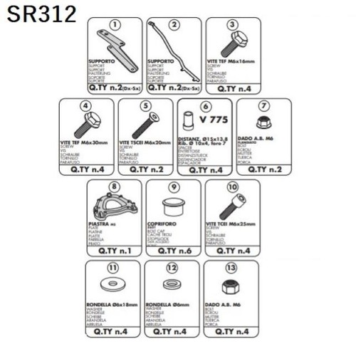 Kit portapacchi givi sr312 - sr312, per
