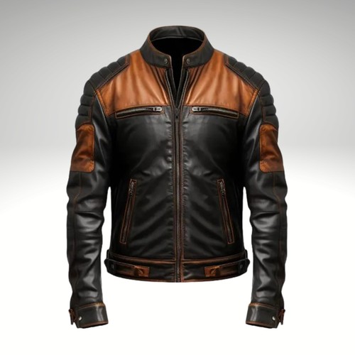 Giacca pelle uomo vintage nero