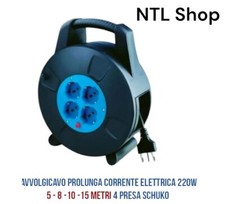 AVVOLGICAVO PROLUNGA CORRENTE ELETTRICA 220W 15 METRI 4 PRESA SCHUKO