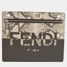 Pochette piatta in pelle beige