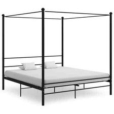 vidaXL Letto a Baldacchino Nero in Metallo 200x200 cm