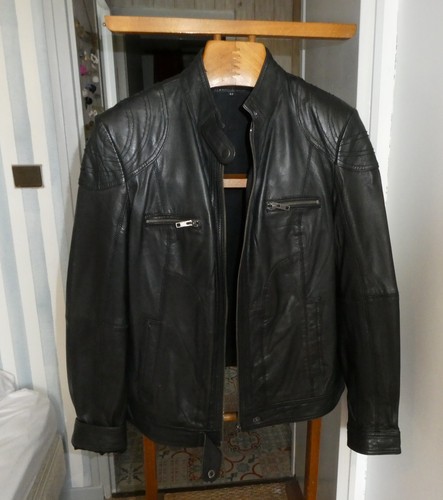 Blouson cuir noir taille - cuir,