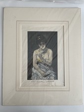 Xilografia in Pass acquerellato Donna Fine ‘800