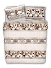 COPRIPIUMINO MATRIMONIALE COTONE GNOMI SHABBY NATALE BEIGE CON PATELLA