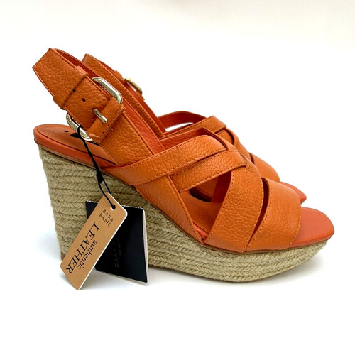 Zara arancione pelle sandali - zara,
