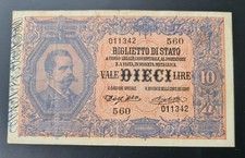 Biglietto di Stato  10 Lire V.Emanuele III  25.10.1892  Conservazione BB  