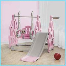 3 in 1 Kids Garden Climber Slide & Swing Set Basketball Hoop childrens toy