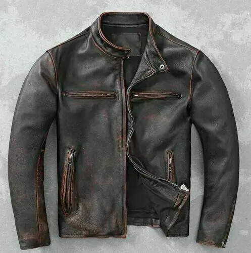Giacca vera pelle marrone - pelle,