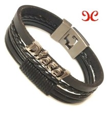 BRACCIALE UOMO CINTURINO CUOIO E PLACCHETTA ACCIAIO - DIESEL