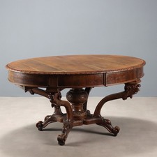 Tavolo Allungabile Antico Ovale Noce con Prolunghe Genova XIX Secolo Originali
