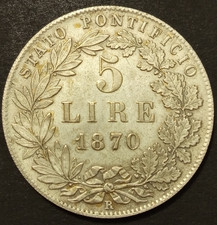 5 LIRE 1870 STATO PONTIFICIO