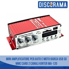 MINI AMPLIFICATORE PER AUTO E MOTO BARCA USB SD MMC CARD 2 CANALI KINTER MA-120 