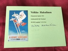 Autografo VEIKKO HAKULINEN (†2003)-Campione del Mondo/Olimpico 1952/56-FINLANDIA-RARO!