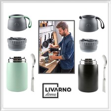 Coppia Contenitori Thermos Portavivande Termico LIVARNO Tappo a Vite e Cucchiaio