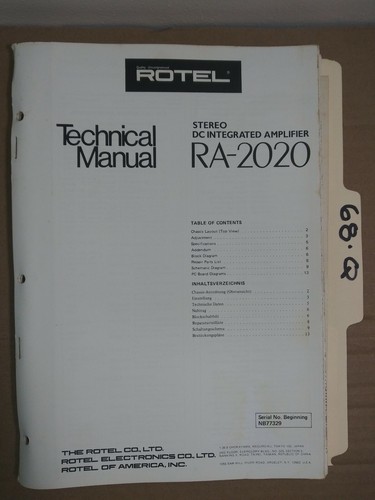 Rotel 2020 manuale - ra-2020, servizio
