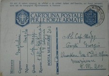 Cartolina   in franchigia P.M.  Ufficio concentramento BARI  1° Alpini