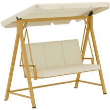 Outsunny Dondolo da Giardino 3 Posti con Tettuccio e Cuscini 195x120x170cm Beige