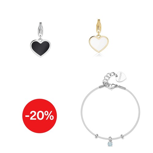 Ciondolo cuore nero bianco - ciondolo,