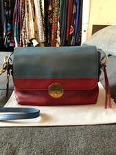 MARC JACOBS LUSSO PELLE BORSA MANO SPALLA TRACOLLA BLU RED GOLD ORIGINAL GRANDE