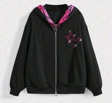 Felpa con cappuccio zip nera