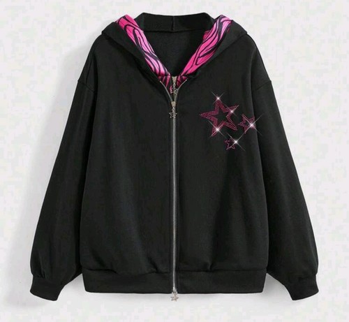 Felpa con cappuccio zip nera