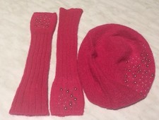 Miss Grant Completo Cappello Basco E Manicotti Fucsia