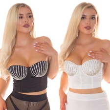 Top donna elegante raso con coppe di strass sexy regolabile 0913