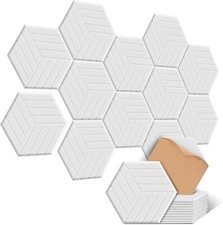 12 x Pannelli Acustici Esagonali Bianchi 12" Feltro Autoadesivo Fonoassorbente