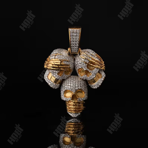 Ciondolo teschio moissanite - , 4