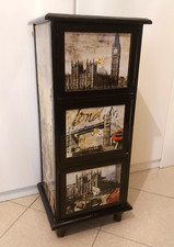 Mobile colonna mobiletto 3 cassetti Londra London UK decoupage nero fatto a mano
