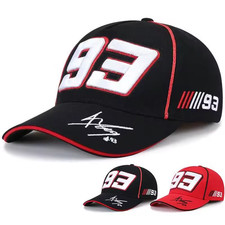 Marc Marquez 93 Berretto Baseball MotoGP Firma Stampata Becco Rosso Nero Nuovo