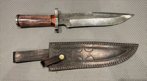 Custom damascus bowie - damascus, hunting