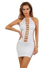 Sexy Mini Abito Gogò con Borchie Abbigliamento da Discoteca Bianco #MK2918